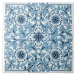 Repro Antique Blue & White Minton Tranferware Tile<br><div class="desc">Shades of blue on white in an elaborate design make this an outstanding Victorian tile. Reproduced from an original antique tile by Minton China,  one of the finest producers of tiles in the 18th and 19th centuries.</div>