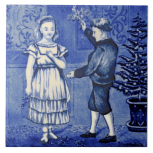 Repro Antique Wedgwood Blue December Calendar Tile