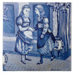 Repro Antique Wedgwood Blue January Calendar Tile<br><div class="desc">This is the Wedgwood month of January tile from the blue and white calendar set and shows a two girls greeting each other. Reproduced from a circa 1885 series of tiles representing the months of the year by Josiah Wedgwood & Sons. A great January birthday gift! Also makes a great...</div>