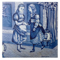 Repro Antique Wedgwood Blue January Calendar