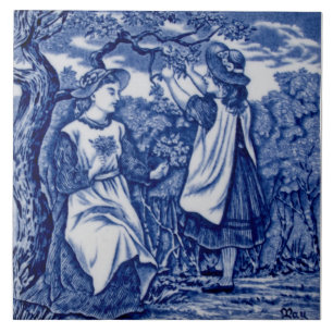 Repro Antique Wedgwood Blue Month of May Calendar Tile
