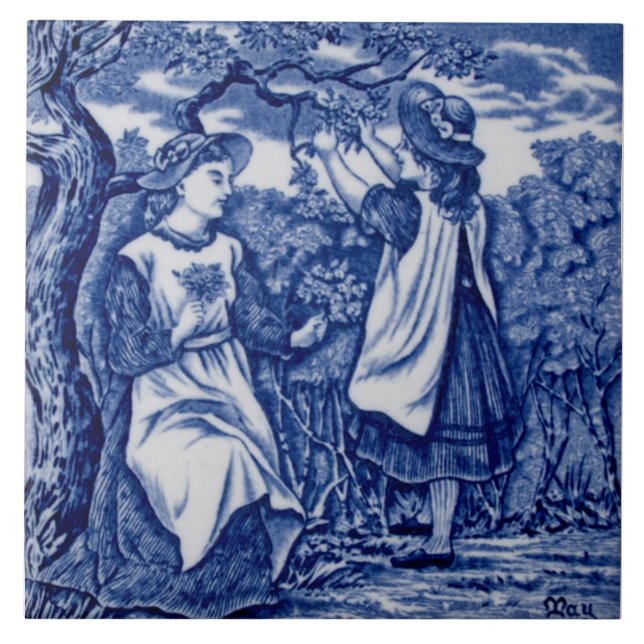 Repro Antique Wedgwood Blue Month of May Calendar Tile (Front)