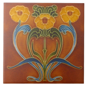 Repro Art Nouveau Autumn Colors Floral Tile