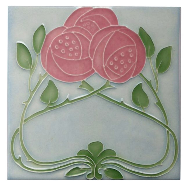 Repro Art Nouveau Floral Tile (Front)
