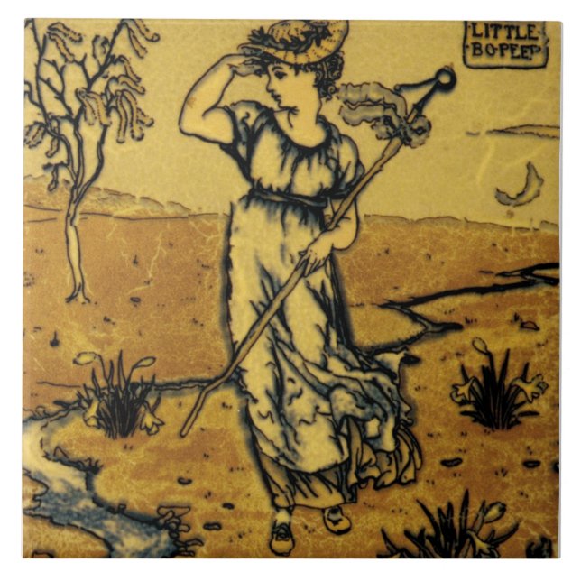 Repro Art Nouveau Modern Little Bo Peep Sketch Tile (Front)