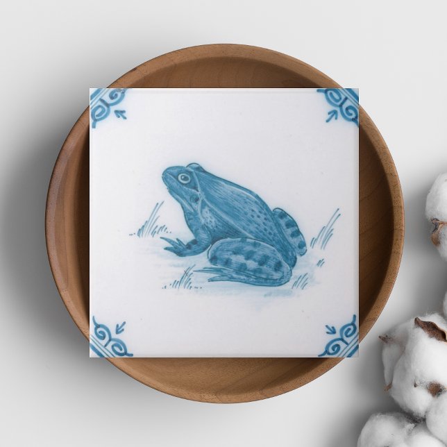 Repro Blue and White Frog Delft Tile (Repro Blue and White Frog Delft Tile)