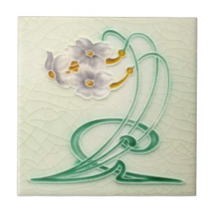 Repro c 1900 Richards Art Nouveau Narcissus Trio Tile