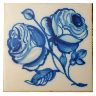 Repro Deftware Floral Bouquet Blue Delft Tile