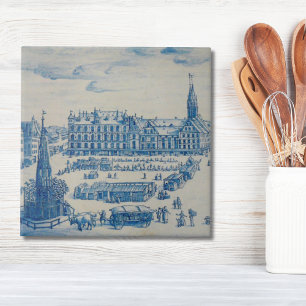 Repro Delft Tile Nuremberg Town Square Blue