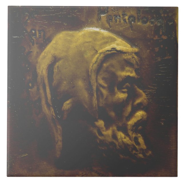 Repro Dutch Faux Relief Grey Beard Face Tile (Front)