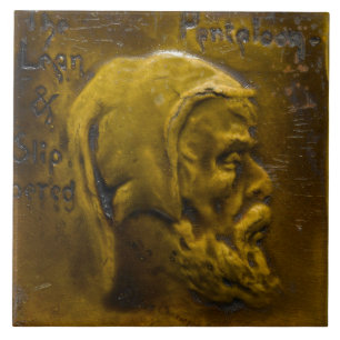 Repro Dutch Faux Relief Olive Green Beard Face Tile