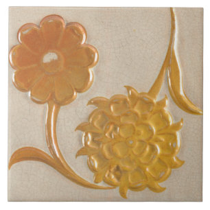 Repro Edwardian Art Nouveau Sunflower Floral Tile