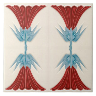 Repro German Art Nouveau Jugendstil Flower Tile