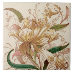 Repro Lea & Boulton 1890s Floral Transferware Tile