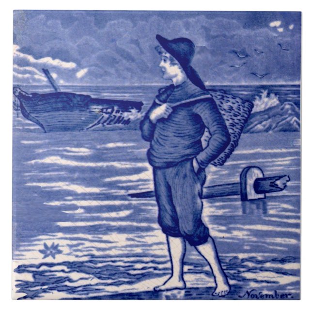 Repro November Wedgwood Blue Calendar Months Tile (Front)