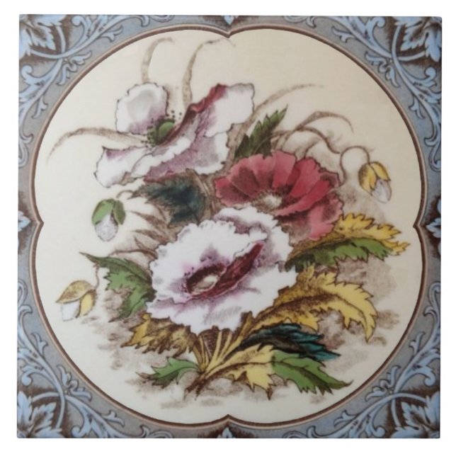 Repro Popular Victorian Soft Colors Floral Tile (Front)