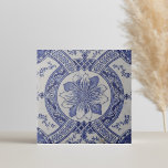 Repro Portuguese Blue Geometric Azulejos Floral Tile<br><div class="desc">Reproduction: Azulejos Portuguese tile Geometric blue and white design Not intended for outdoor use. Our tiles are reproductions of costly authentic original antique tiles. We suggest that you order one tile to review before placing a large order. This is a pretty design tile go with every colour scheme. You could...</div>