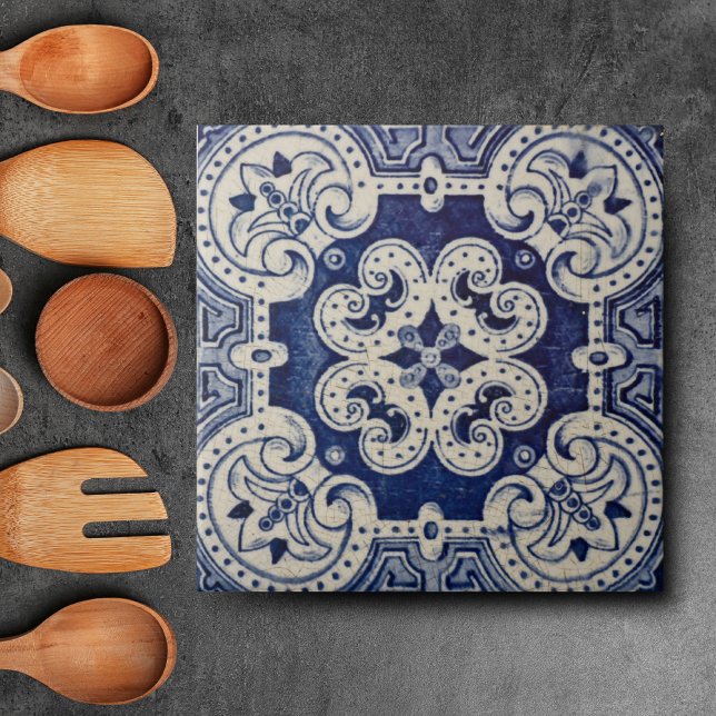 Repro Portuguese Blue Geometric Azulejos Floral Tile (Creator Uploaded)