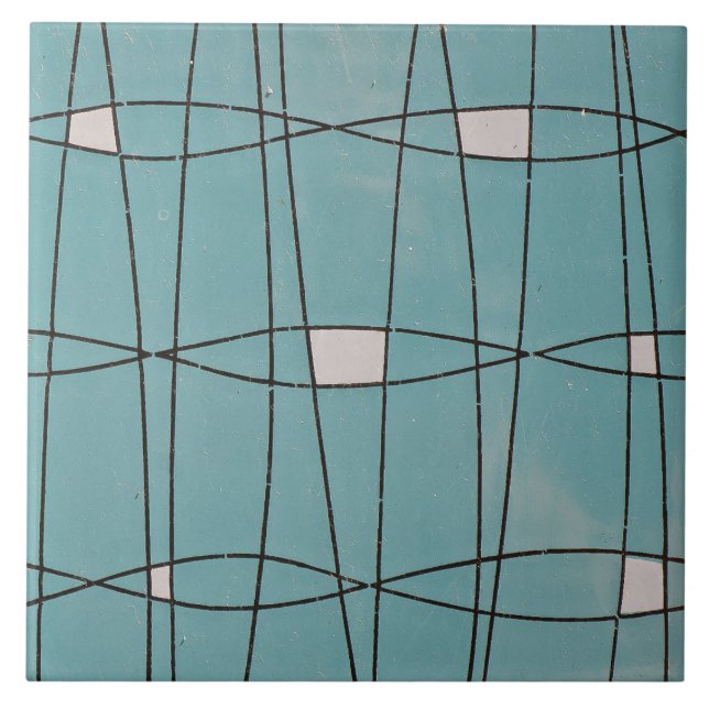 Repro Portuguese Blue Geometric Azulejos Modern Tile (Front)