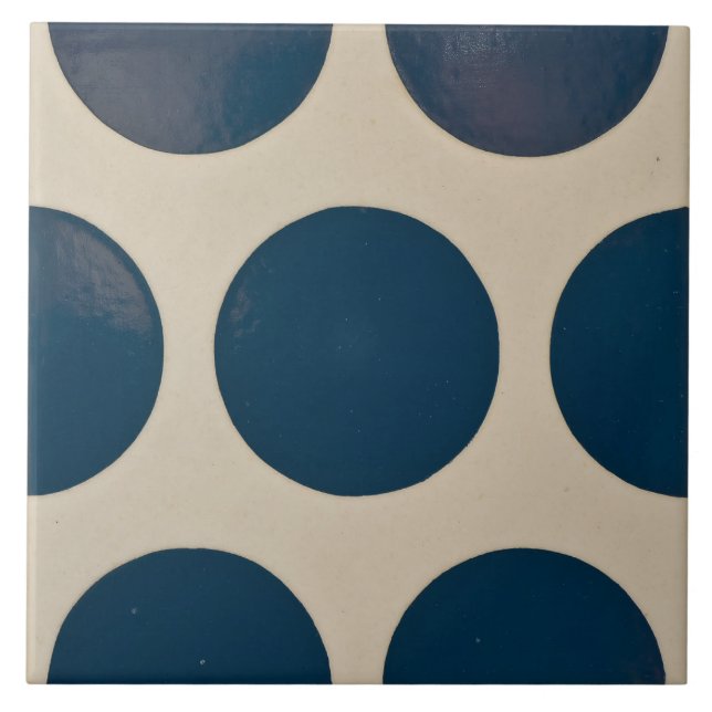 Repro Portuguese Blue Geometric Azulejos Polka Dot Tile (Front)