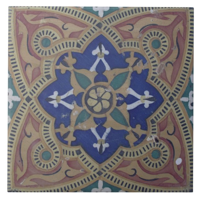 Repro Portuguese Colourful Floral Pattern Tile (Front)