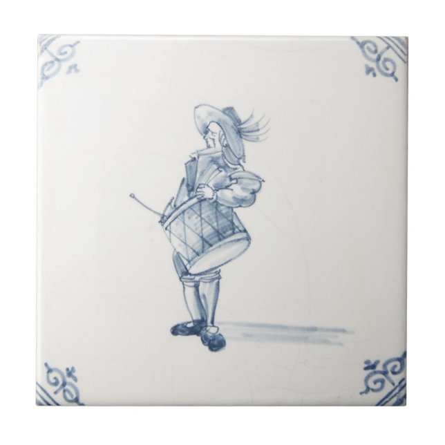 Repro Portuguese Drummer Blue Azulejos Tile (Front)