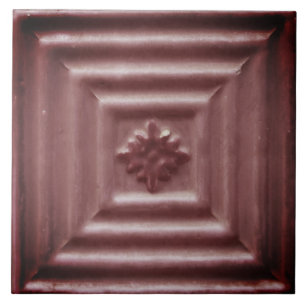 Repro Portuguese Faux Relief Brown Floral Tile