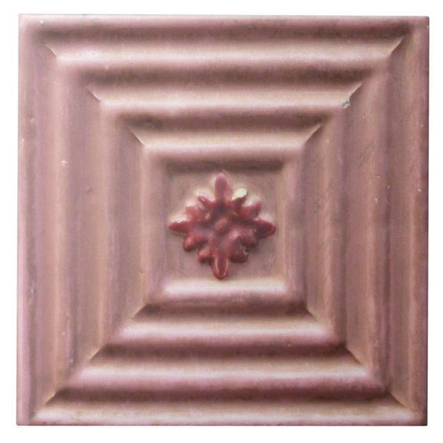 Repro Portuguese Faux Relief Neutral Floral Tile (Front)