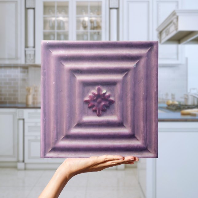 Repro Portuguese Faux Relief Purple Floral Tile (lavender purple tiles)