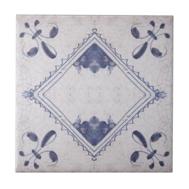 Repro Portuguese Floral Blue Azulejos Tile (Front)