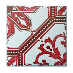 Repro Portuguese Red Geometric Azulejos Tile