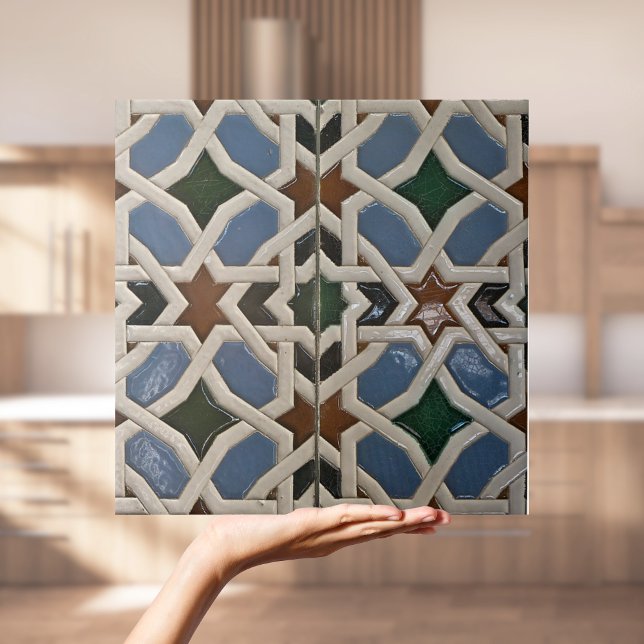Repro Spanish Geometric Azulejos Green Blue Tile (Repro Spanish Geometric Azulejos Green Blue Tile
)