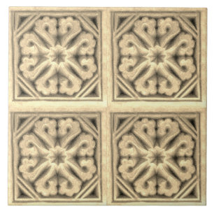 Repro Spanish Maure Floral Pattern Faux relief Til Tile