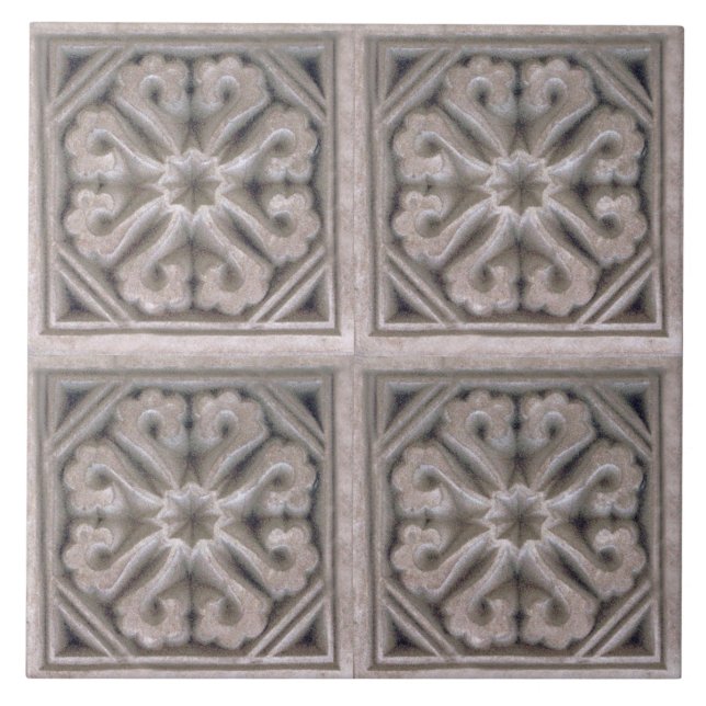 Repro Spanish Maure Floral Pattern Tile (Front)