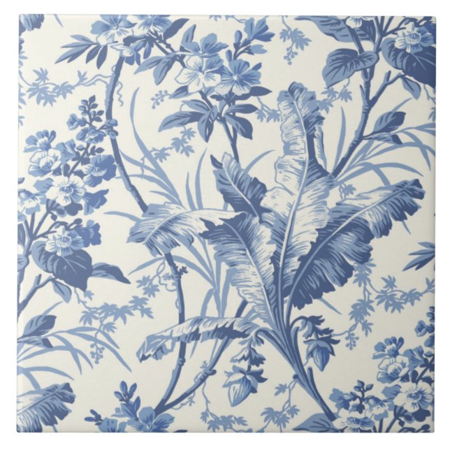 Repro Traditional Floral Blue Delft Tile (Front)