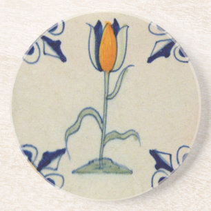 Repro Traditional Yellow Tulip Delft Tile Coaster