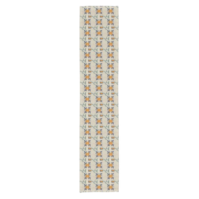 Repro Traditional Yellow Tulip Delft Tile Tableclo Short Table Runner (Front)