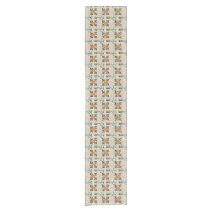 Repro Traditional Yellow Tulip Delft Tile Tableclo Short Table Runner