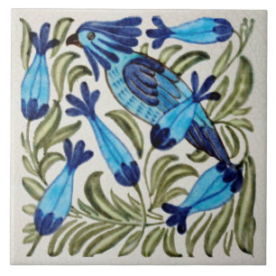 Repro Vintage Antique De Morgan Cockatoo Bird Tile