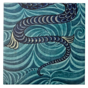 Repro Vintage Blue Seahorse De Morgan tiles