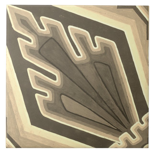 Repro Vintage Encaustic Geometric  Tile (Front)