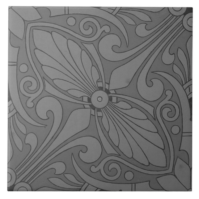 Repro Vintage Geometric Ancient Greek Grey Tile (Front)