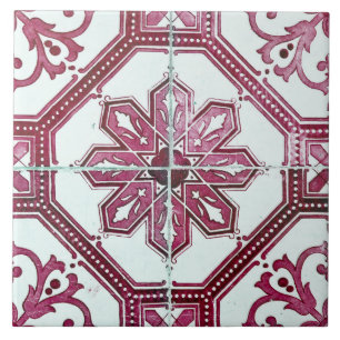 Repro Vintage Pink and White Majorca Tile