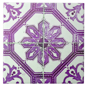 Repro Vintage Purple and White Majorca Tile