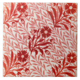 Repro Vintage red flowers De Morgan tiles