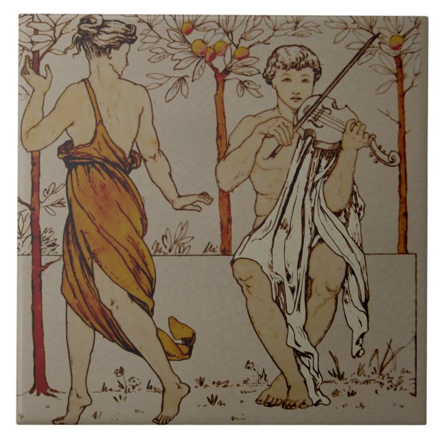 Repro Wedgwood Classical Orange Grove Violin Music Tile (Front)