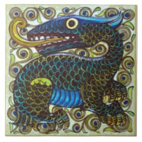 Repro Wm De Morgan Colorful Fun Dragon