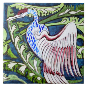 Repro Wm De Morgan Heron (Pairs with Gold Eagle) Tile