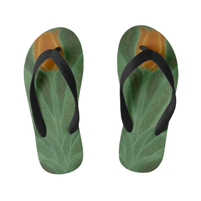 Repro Yellow Green Tulip Art Nouveau Kid's Flip Flops (Footbed)