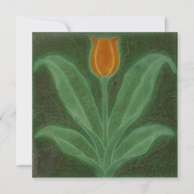 Repro Yellow Green Tulip Art Nouveau Tile Card (Front)